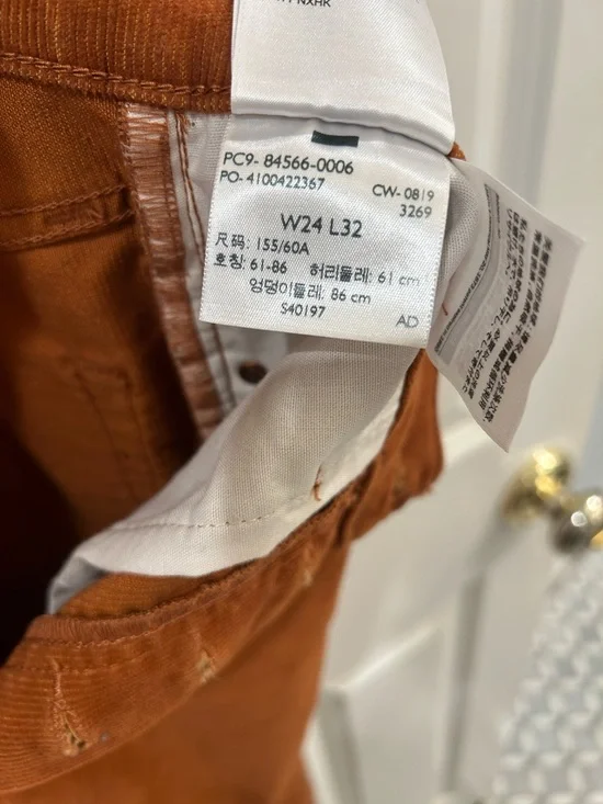 Levi's Premium Ribcage Flare Corduroy Pants Burnt Orange Rust High Rise Size 24 - Picture 13 of 15